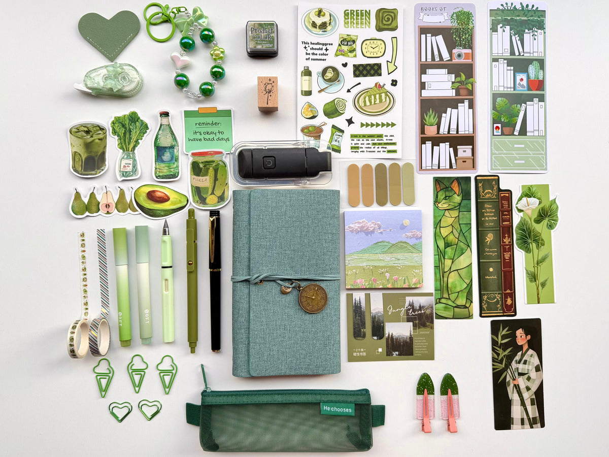 🌿Green Bookish Bundle | Cozy Reading & Journaling Gift by Solara & Bundles