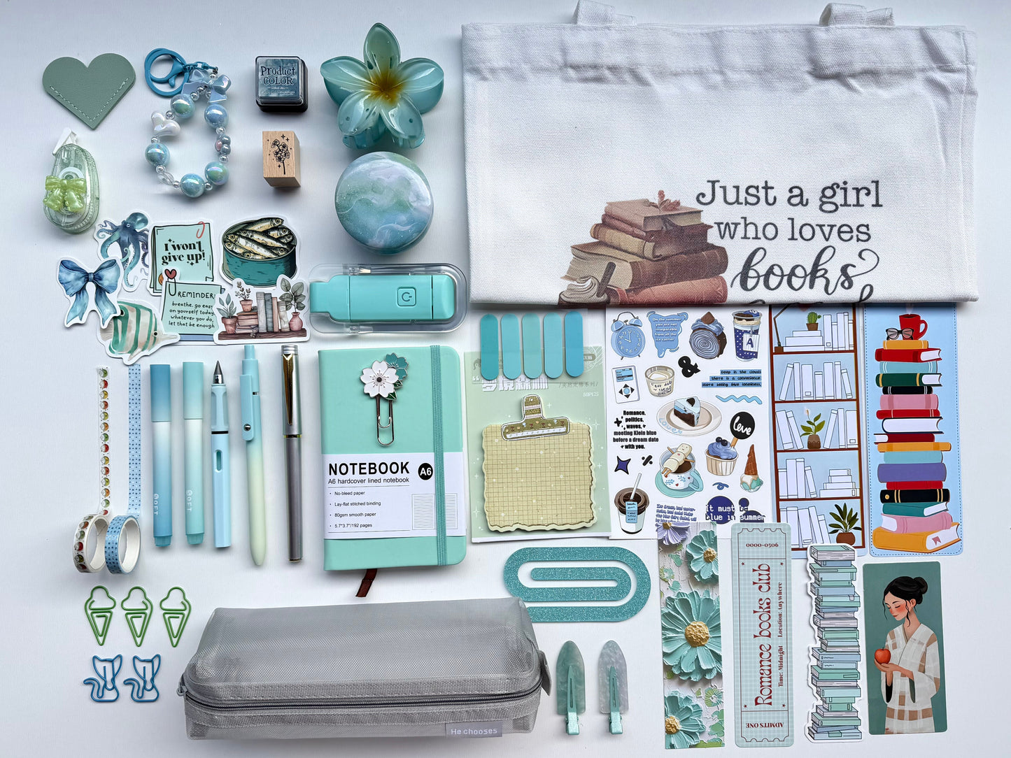 💎Tiffany Blue Bookish Bundle | Cozy Reading & Journaling Gift by Solara & Bundles
