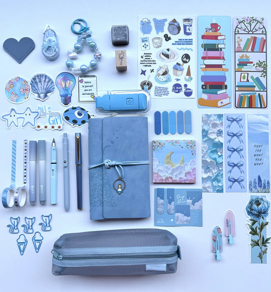 💙Blue Bookish Bundle | Cozy Reading & Journaling Gift by Solara & Bundles