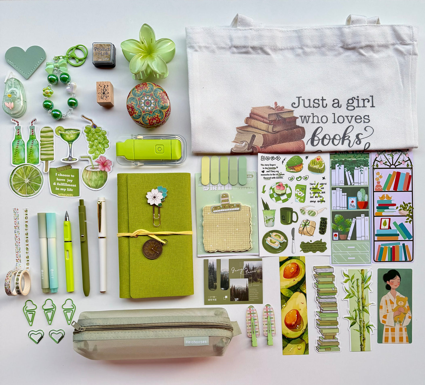 🍵Matcha Green Bookish Bundle | Cozy Reading & Journaling Gift by Solara Bundles