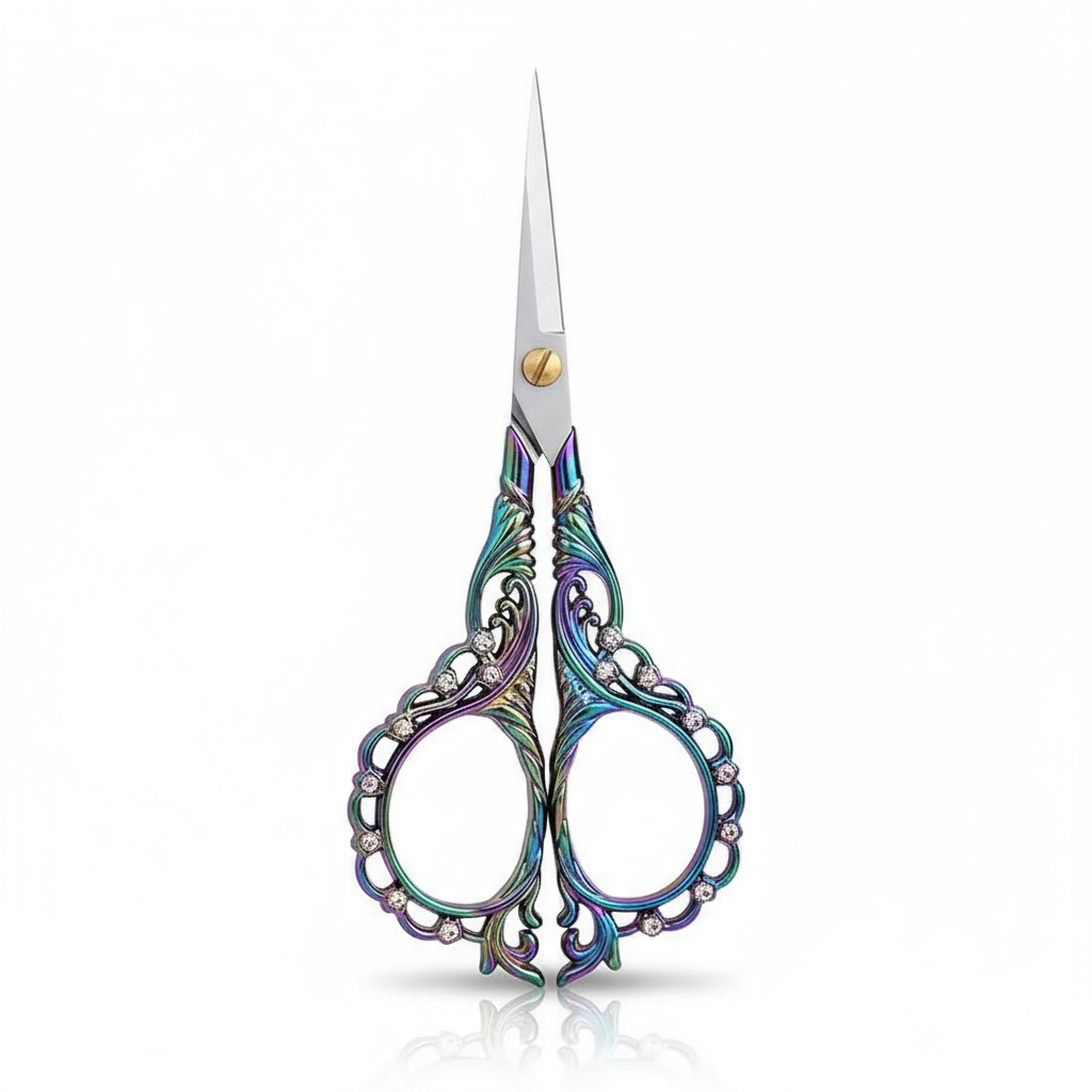 Vintage Small Scissors with European Flower Pattern