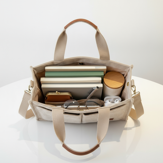 Stylish Corduroy Tote Bag