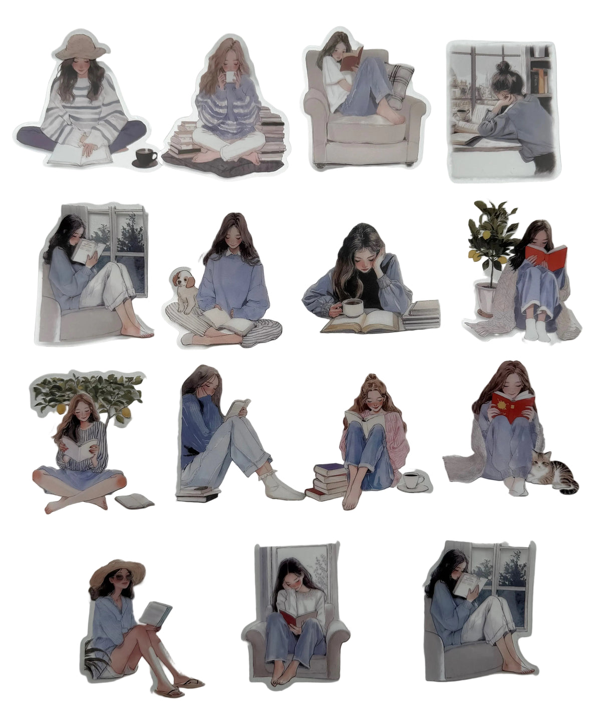 Cozy Reading Moments – Sticker Collection (15 pcs)