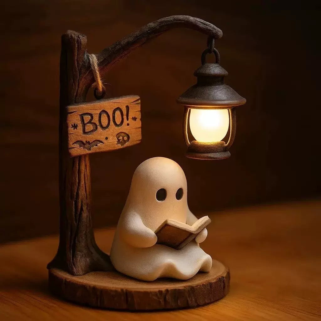 Cozy Ghost Lantern | Halloween Desk Decor