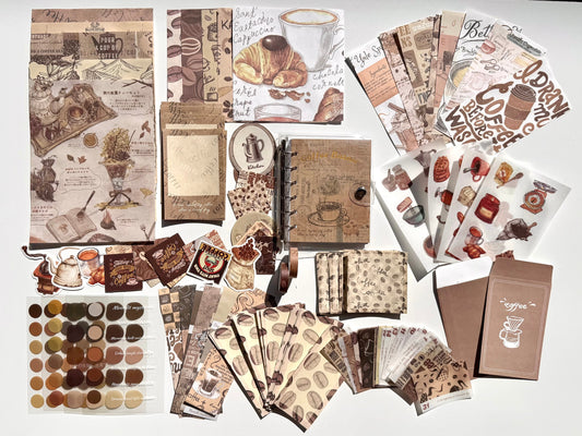 Coffee Bazaar – Vintage Cozy Journaling & Scrapbook Kit (155 pcs)