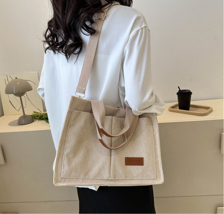 Stylish Corduroy Tote Bag
