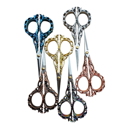 Vintage Small Scissors with European Flower Pattern