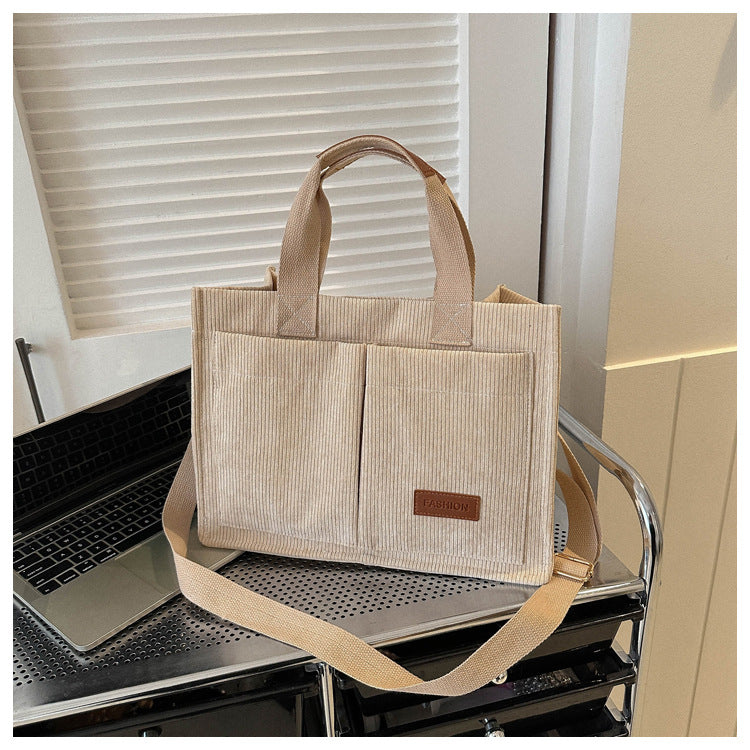 Stylish Corduroy Tote Bag