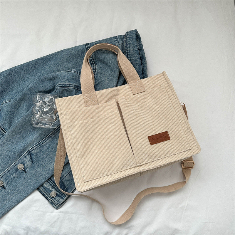 Stylish Corduroy Tote Bag