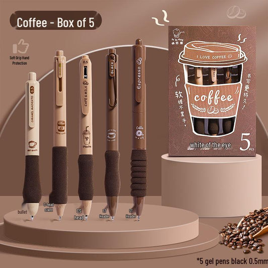 Cozy Writing Ritual Pens – Coffee & Lavender Set (5 pcs)