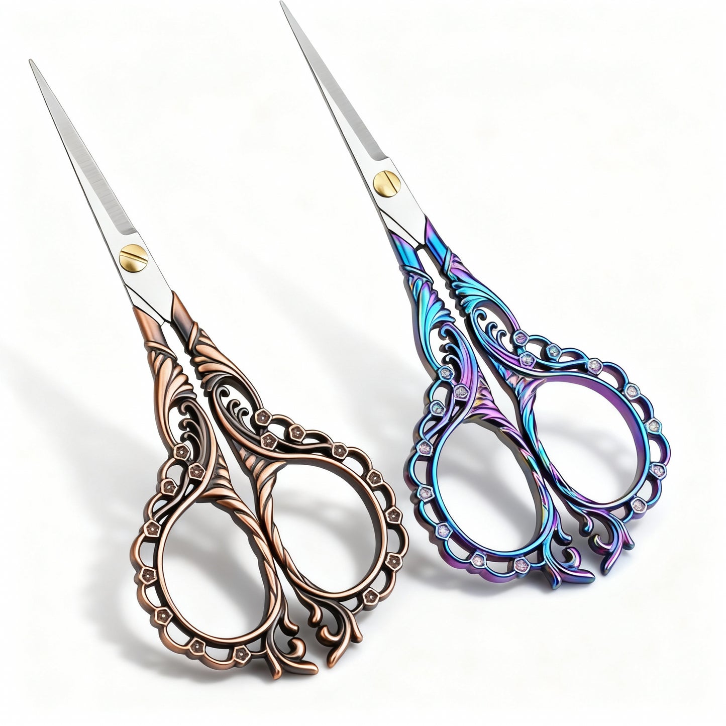 Vintage Small Scissors with European Flower Pattern