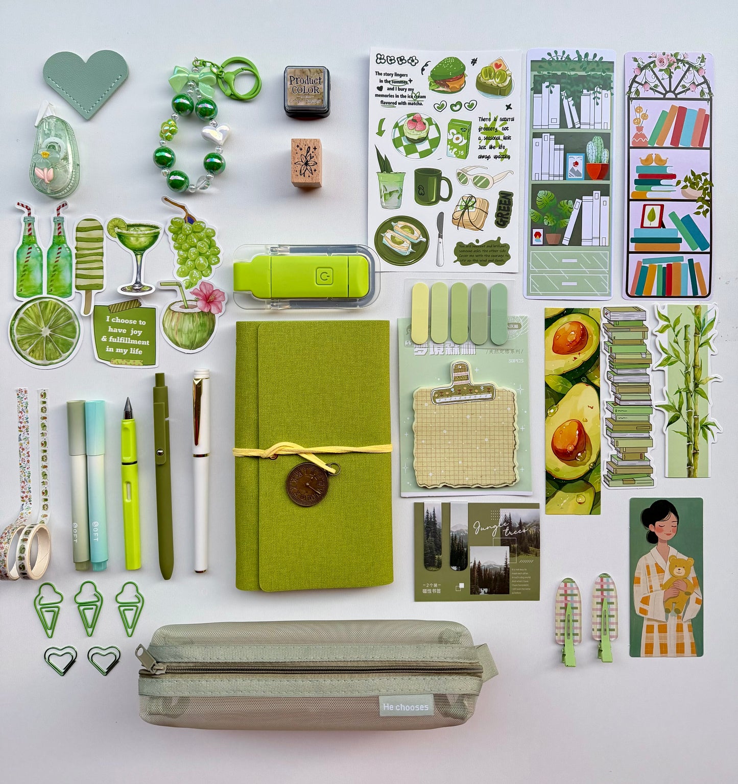 🍵Matcha Green Bookish Bundle | Cozy Reading & Journaling Gift by Solara Bundles