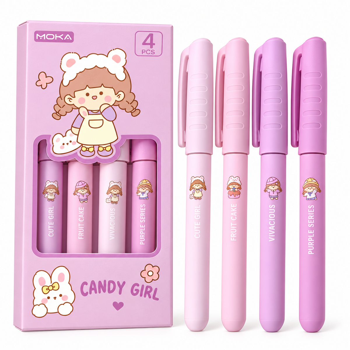 Quick-Dry Fountain Pen Set | 4-Piece Cute Character Collection