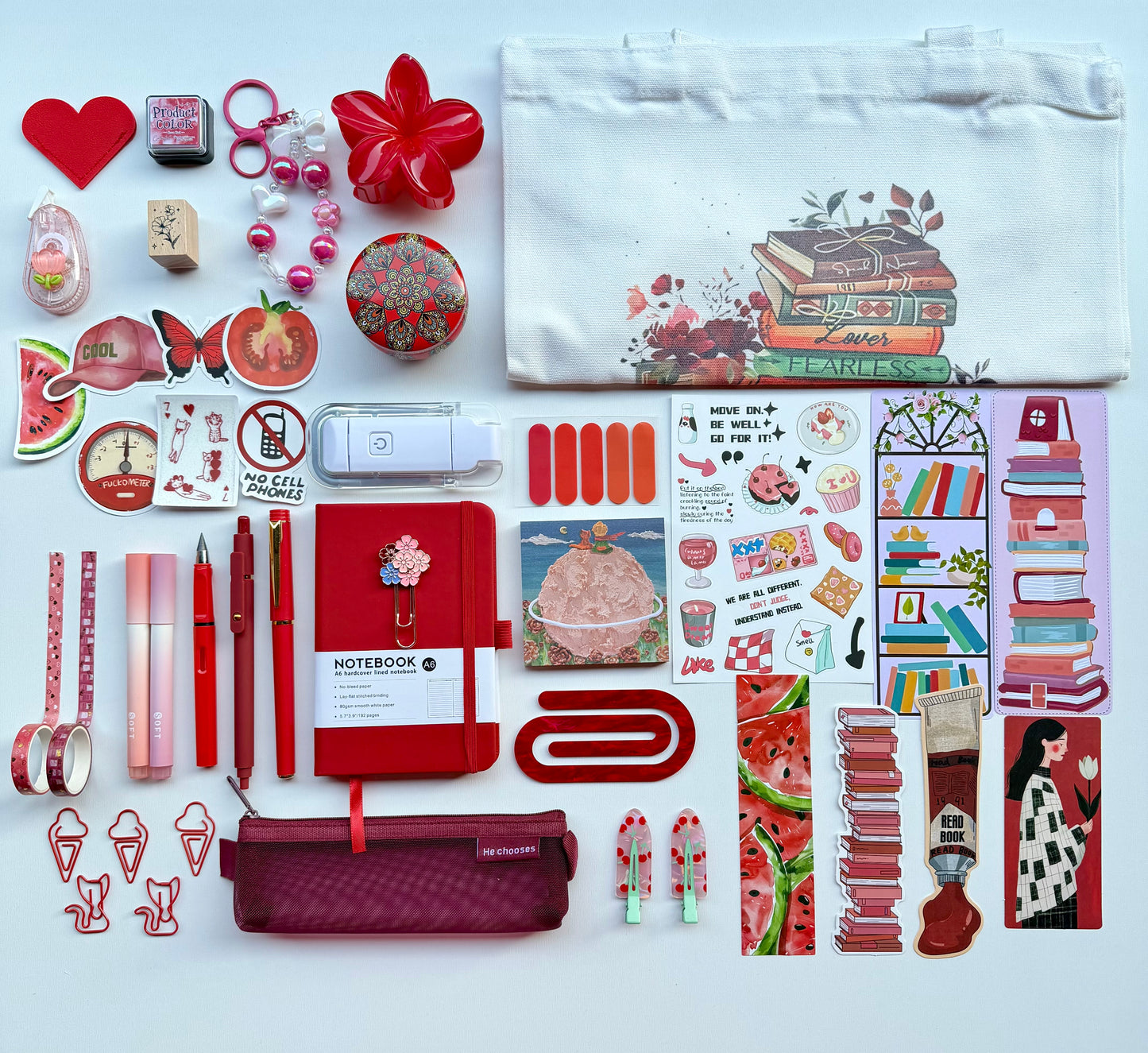 ❤️Red Bookish Bundle | Cozy Reading & Journaling Gift by Solara & Bundles