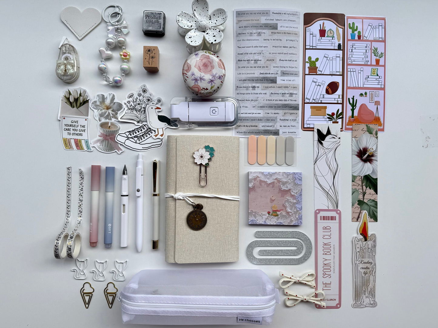🤍White Bookish Bundle | Cozy Reading & Journaling Gift by Solara & Bundles