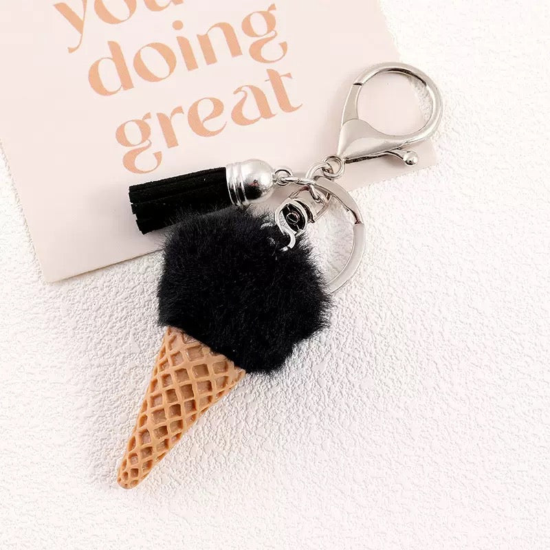 Cozy Ice Cream Charm Keychain – Soft Aesthetic Bag Accessory 🍦