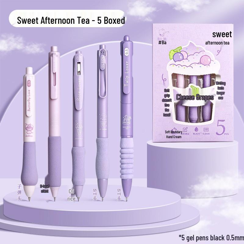 Cozy Writing Ritual Pens – Coffee & Lavender Set (5 pcs)