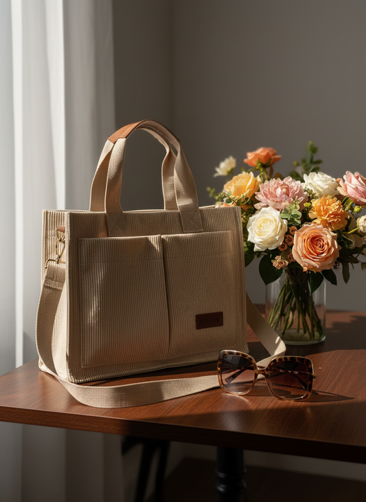 Stylish Corduroy Tote Bag