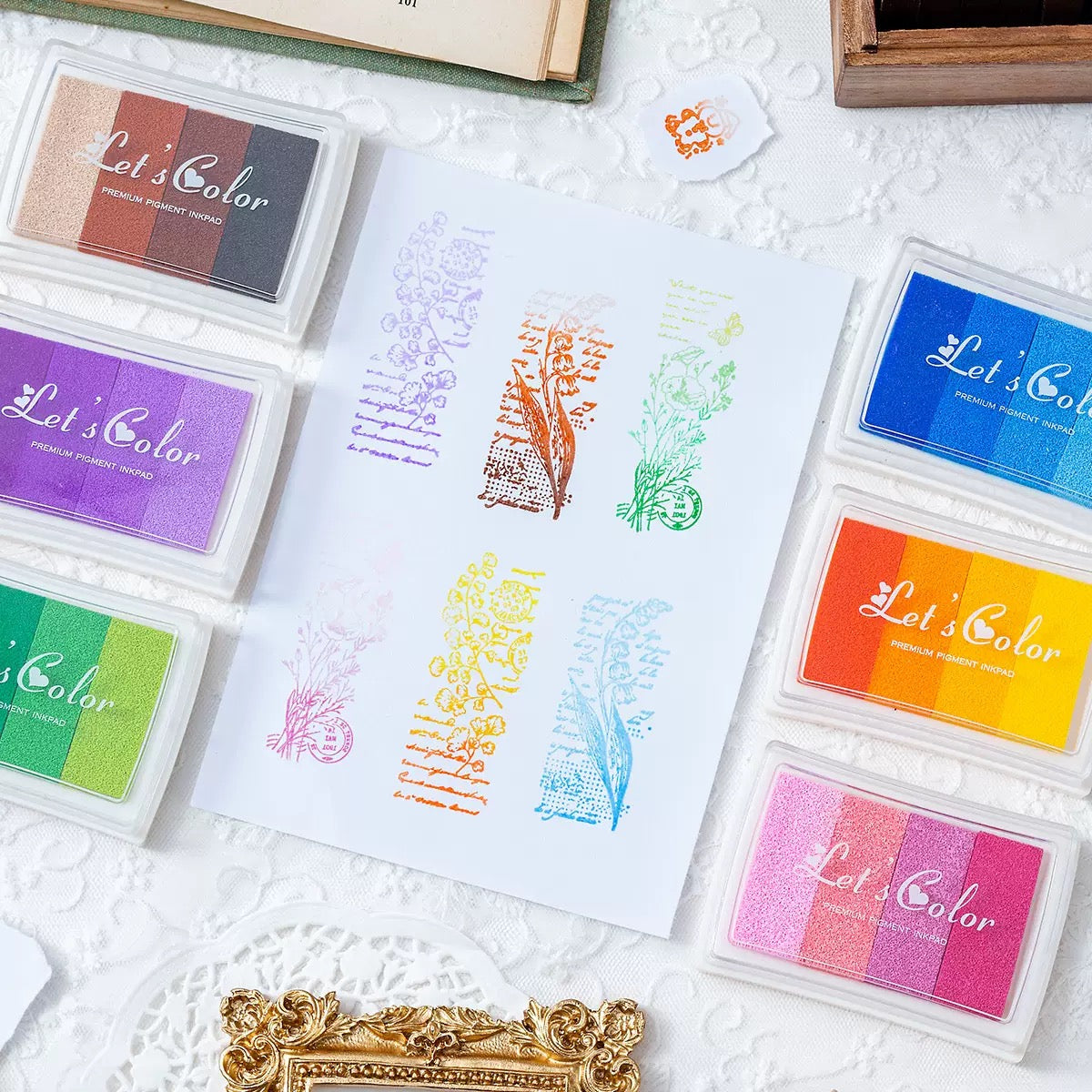 Gradient Ink Pad Set – 4 Color Aesthetic Stamp Ink (Journaling & Scrapbooking)