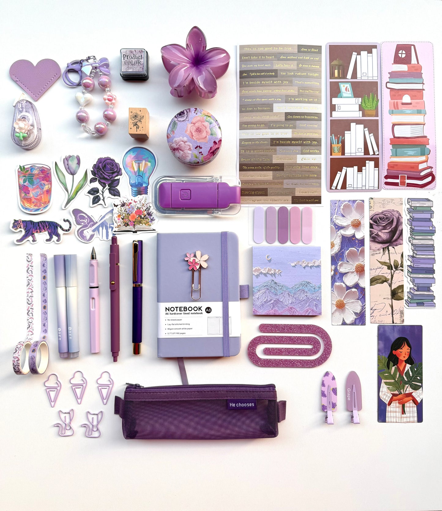 💜Purple Bookish Bundle | Cozy Reading & Journaling Gift by Solara & Bundles