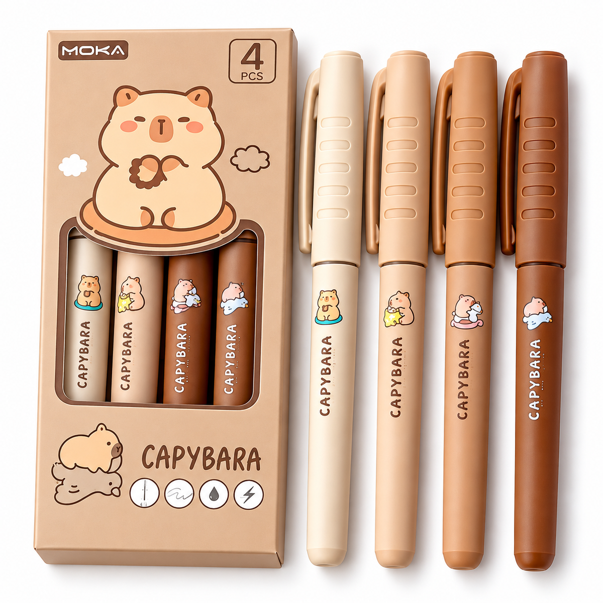 Quick-Dry Fountain Pen Set | 4-Piece Cute Character Collection
