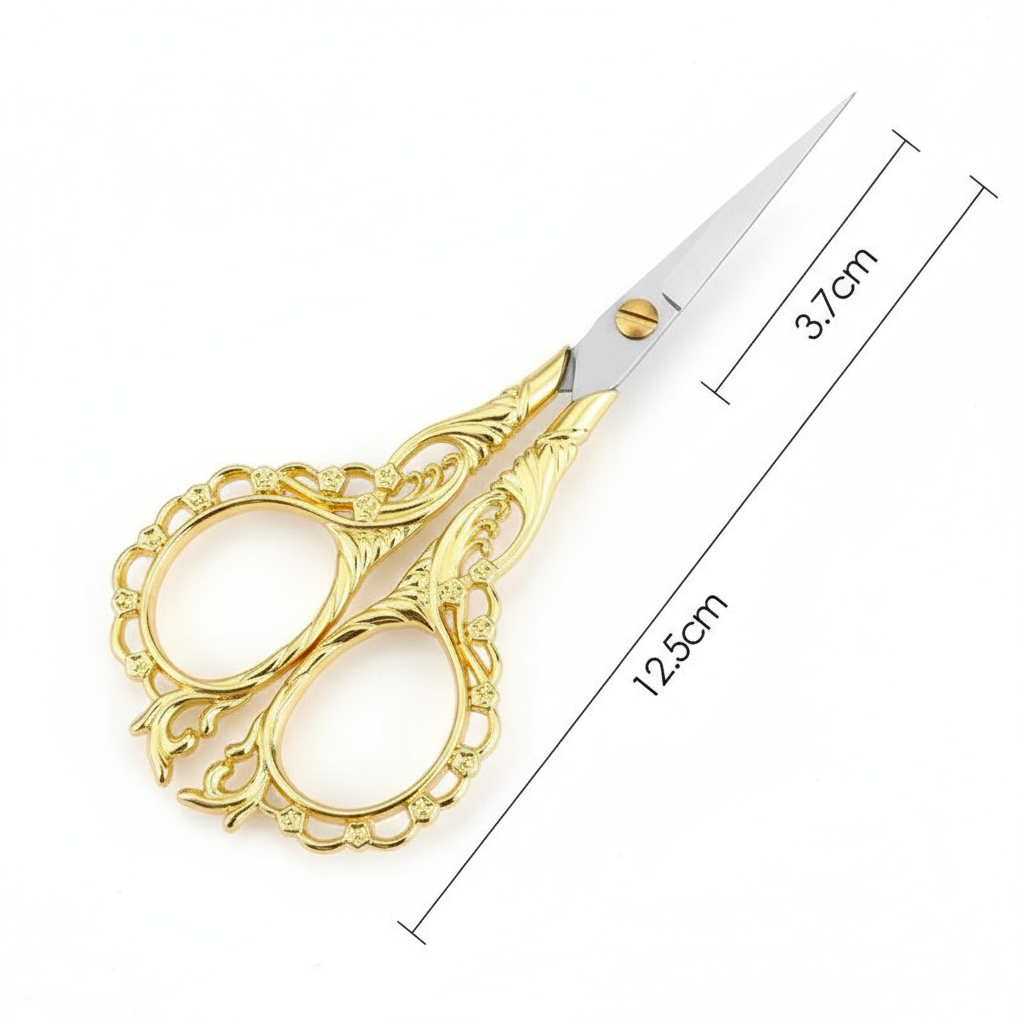 Vintage Small Scissors with European Flower Pattern