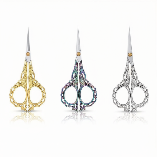 Vintage Small Scissors with European Flower Pattern