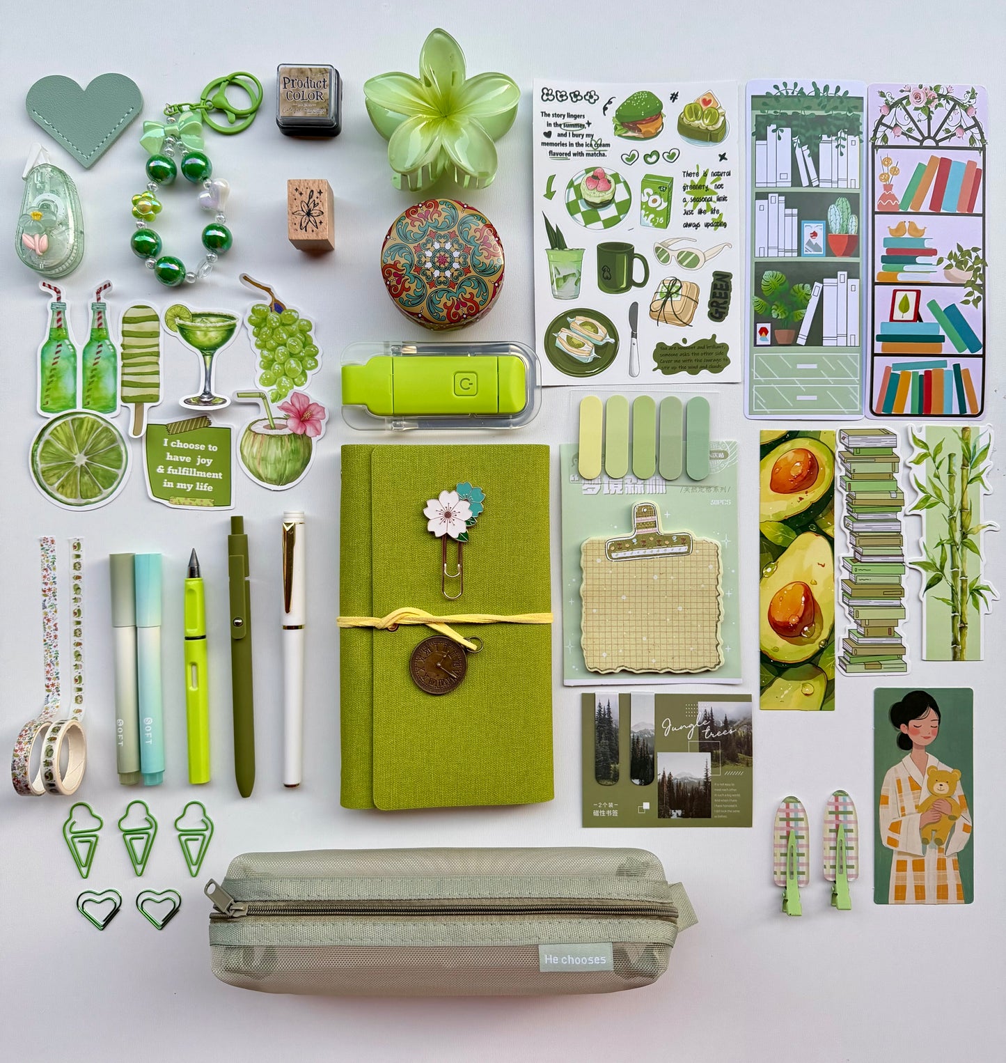 🍵Matcha Green Bookish Bundle | Cozy Reading & Journaling Gift by Solara Bundles