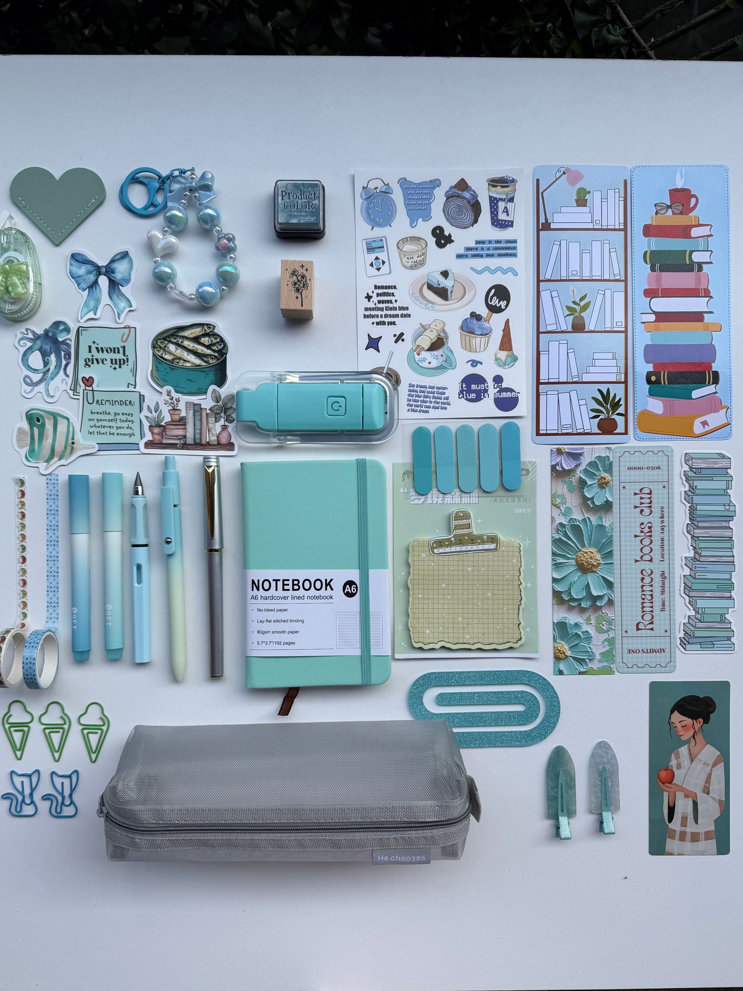 💎Tiffany Blue Bookish Bundle | Cozy Reading & Journaling Gift by Solara & Bundles