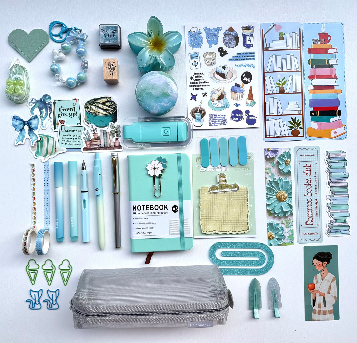 💎Tiffany Blue Bookish Bundle | Cozy Reading & Journaling Gift by Solara & Bundles