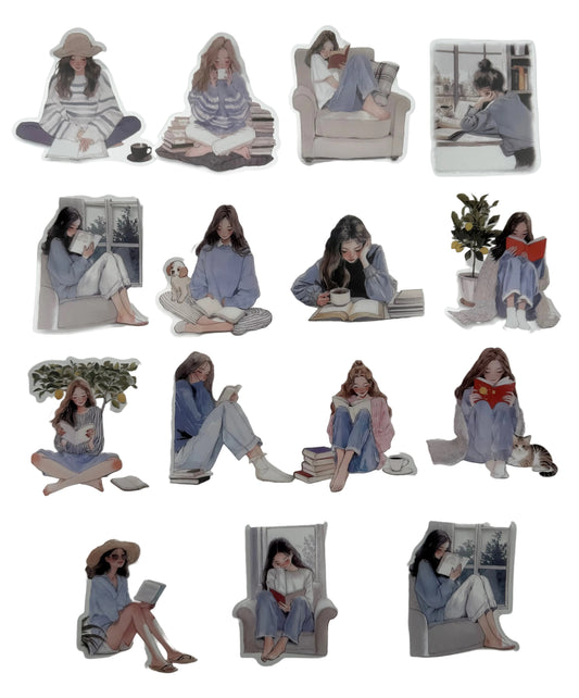 Cozy Reading Moments – Sticker Collection (15 pcs)