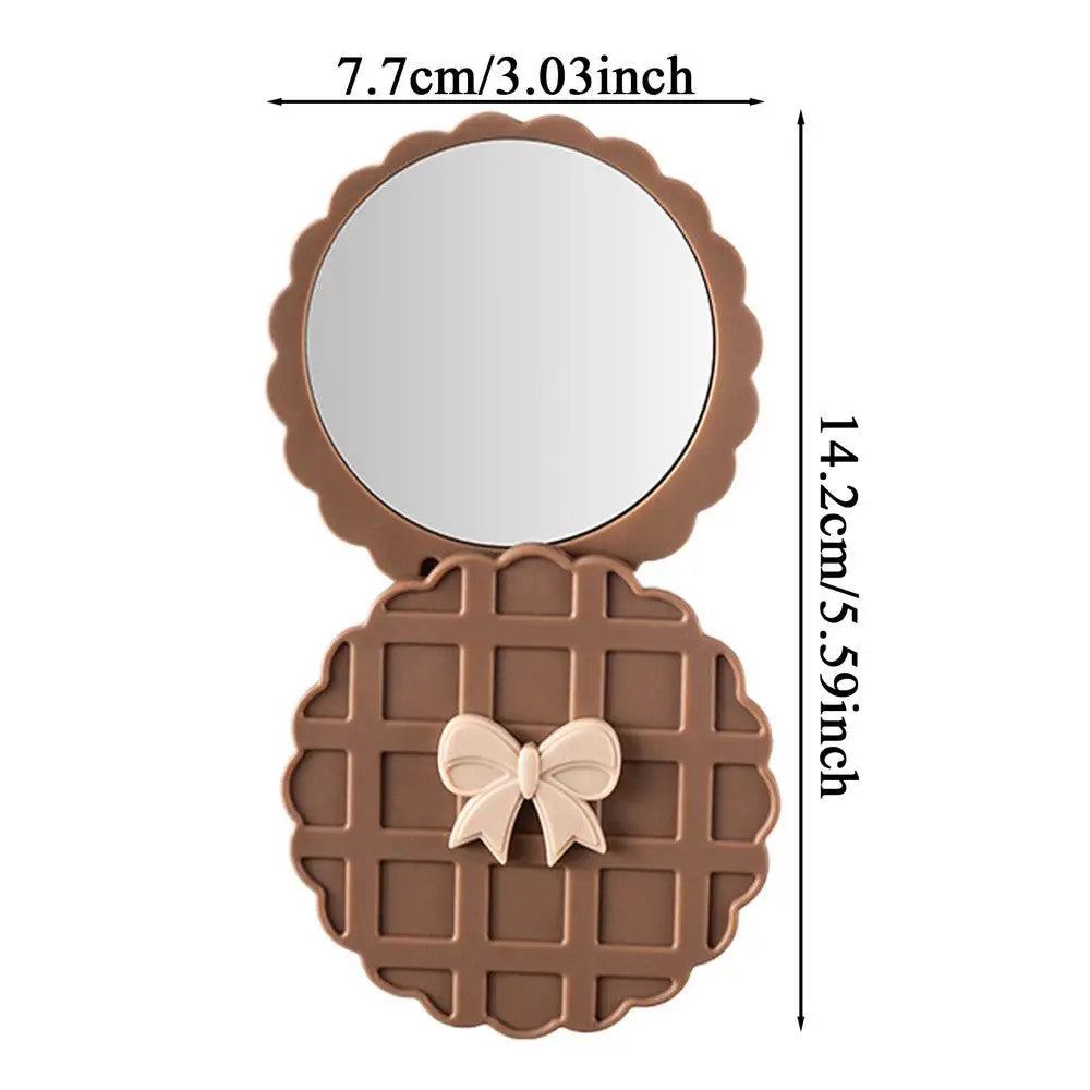Cozy Waffle Pocket Mirror – Aesthetic Travel Compact Mirror