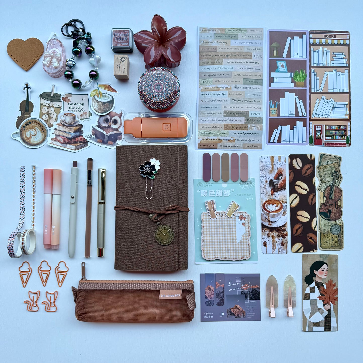 🤎Brown Bookish Bundle | Cozy Reading & Journaling Gift by Solara & Bundles