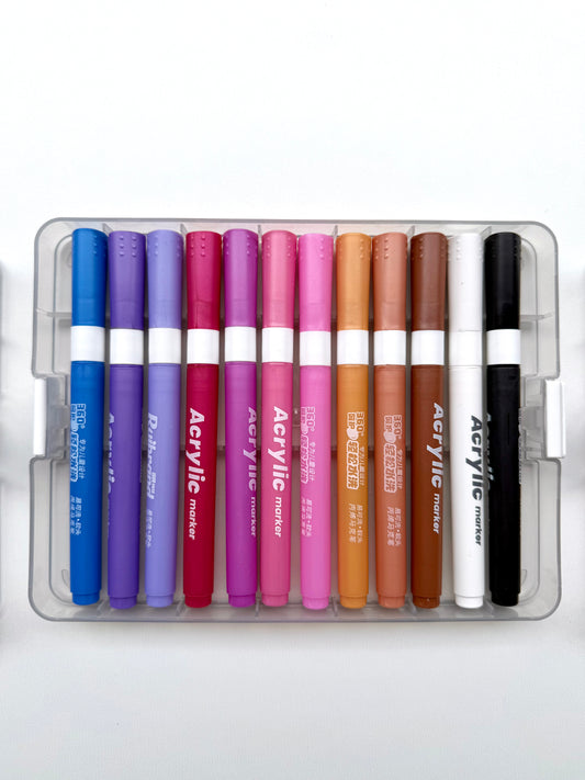 Acrylic Markers Set – 12 Cozy Colors | Aesthetic Art Pens