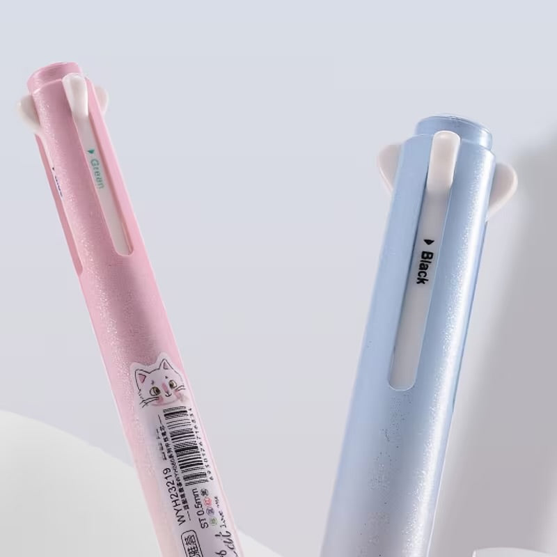 ✨ Pastel 4-Color Cat Pen