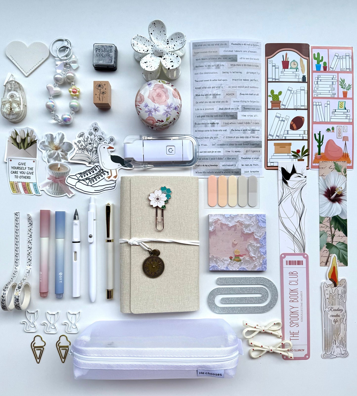 🤍White Bookish Bundle | Cozy Reading & Journaling Gift by Solara & Bundles