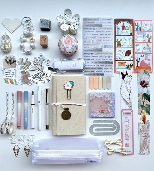 🤍White Bookish Bundle | Cozy Reading & Journaling Gift by Solara & Bundles