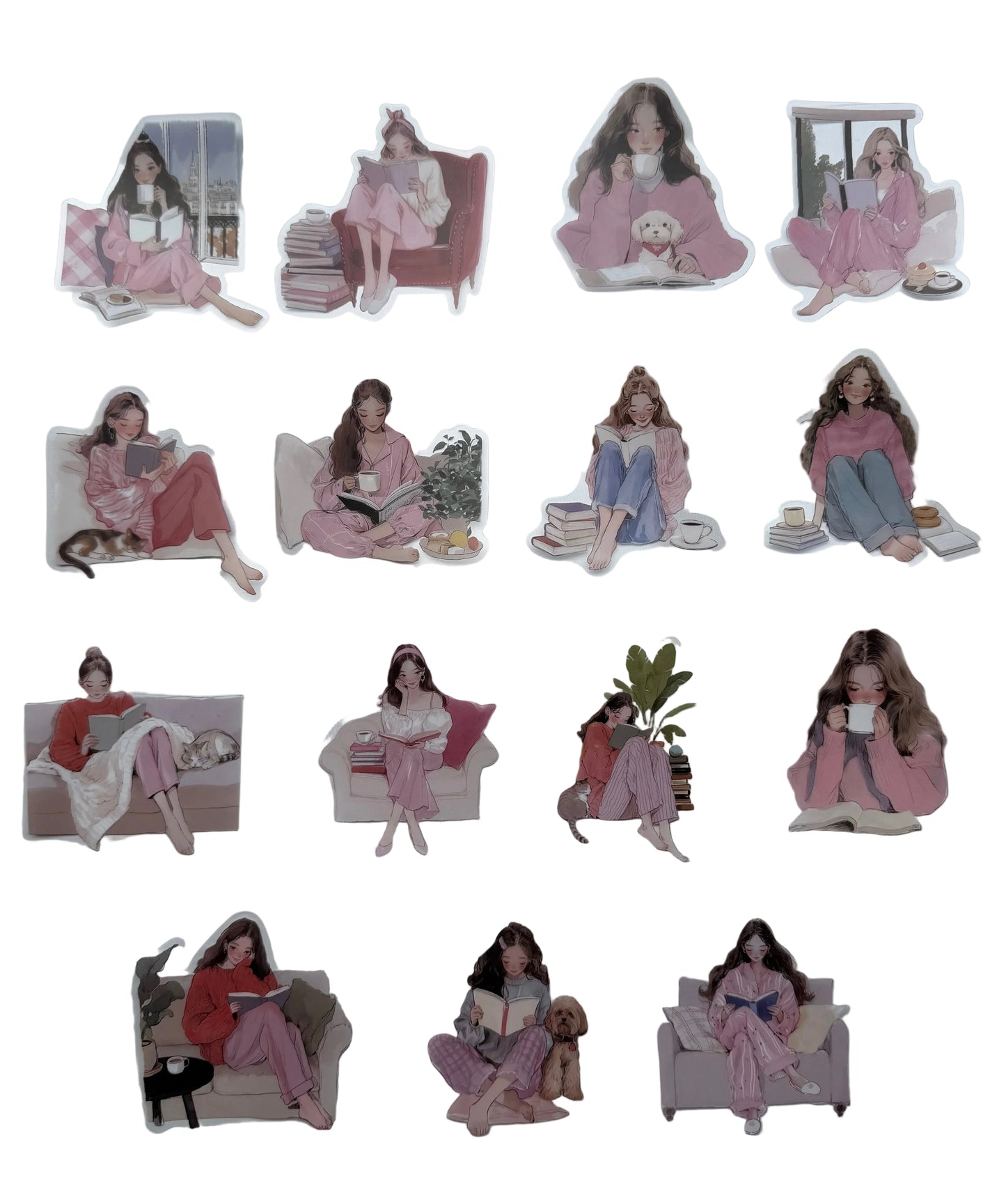 Cozy Reading Moments – Sticker Collection (15 pcs)