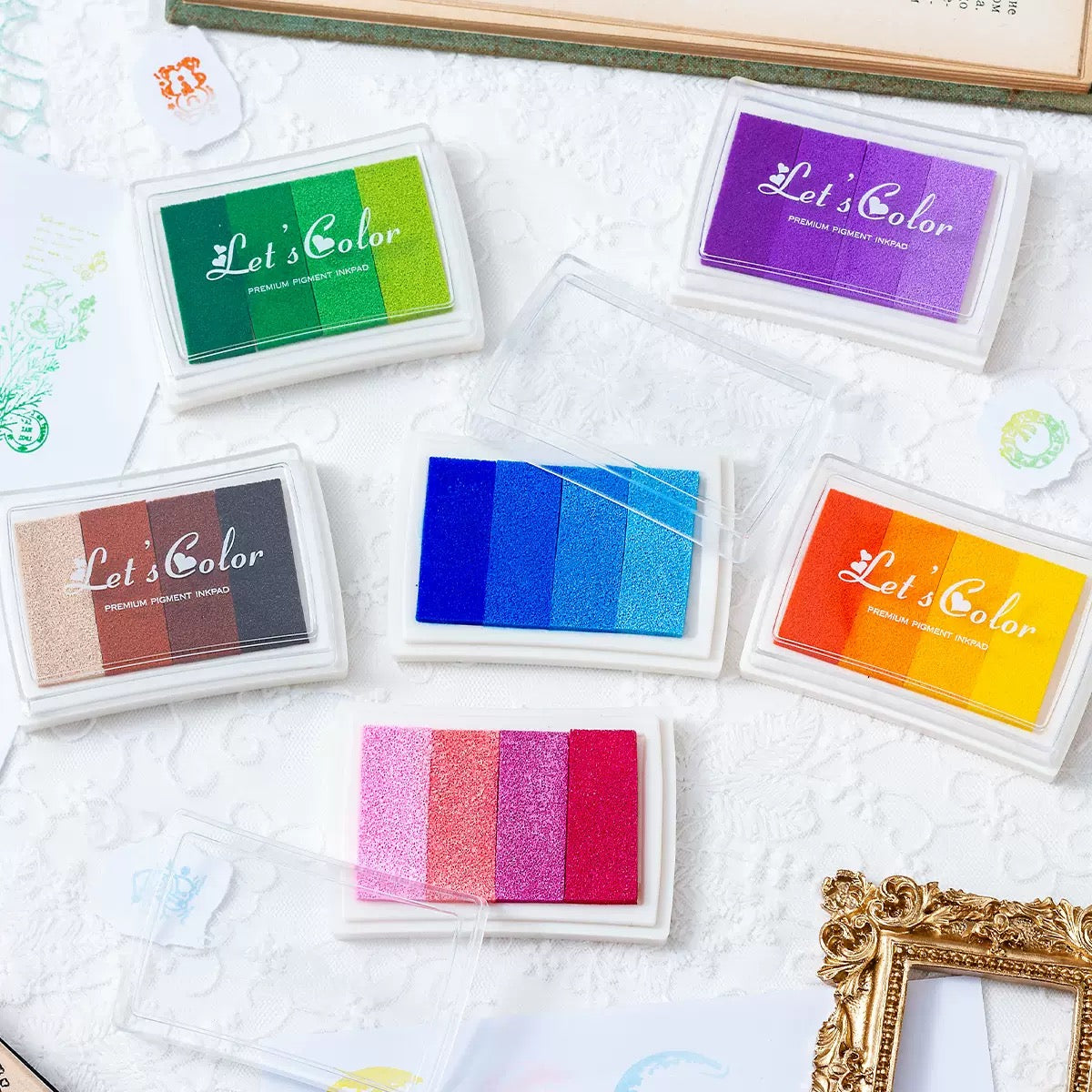 Gradient Ink Pad Set – 4 Color Aesthetic Stamp Ink (Journaling & Scrapbooking)