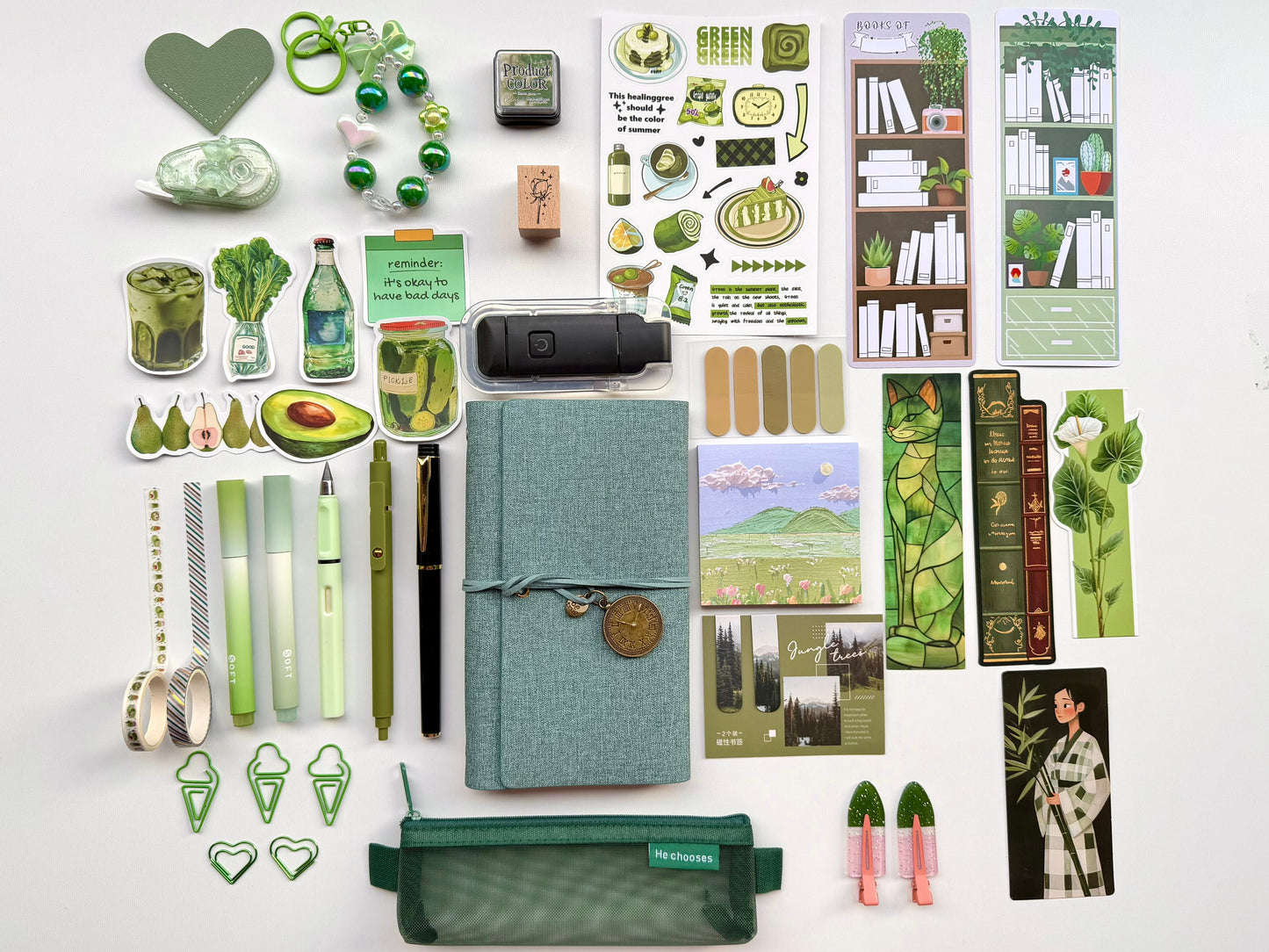 🌿Green Bookish Bundle | Cozy Reading & Journaling Gift by Solara & Bundles