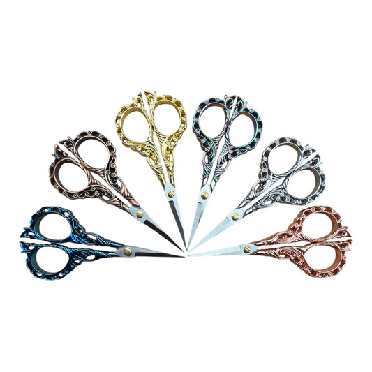 Vintage Small Scissors with European Flower Pattern