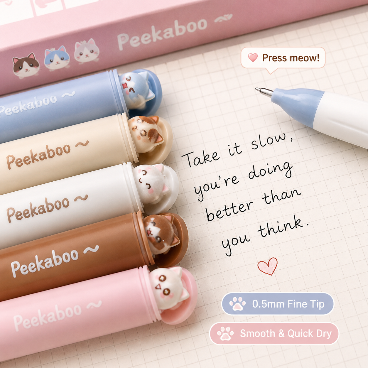 Peekaboo Kitty Gel Pen 🐾