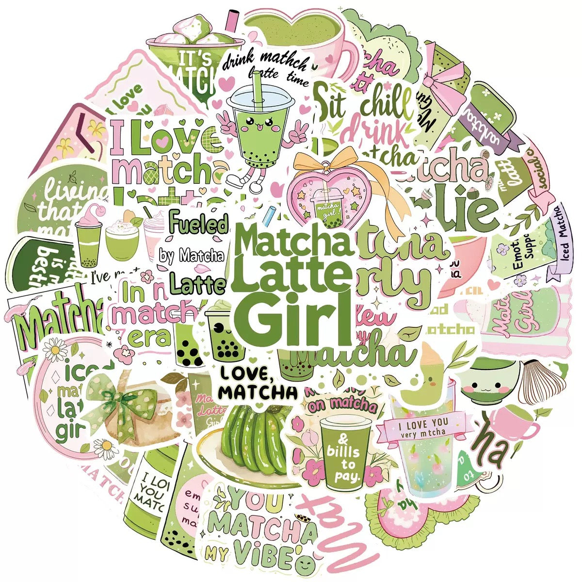 Matcha Girl Sticker Pack 🍵 | 50 Cozy Aesthetic Stickers