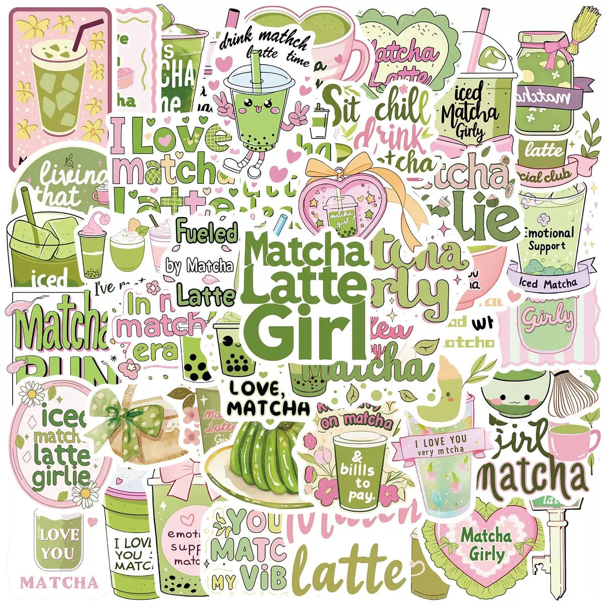 Matcha Girl Sticker Pack 🍵 | 50 Cozy Aesthetic Stickers
