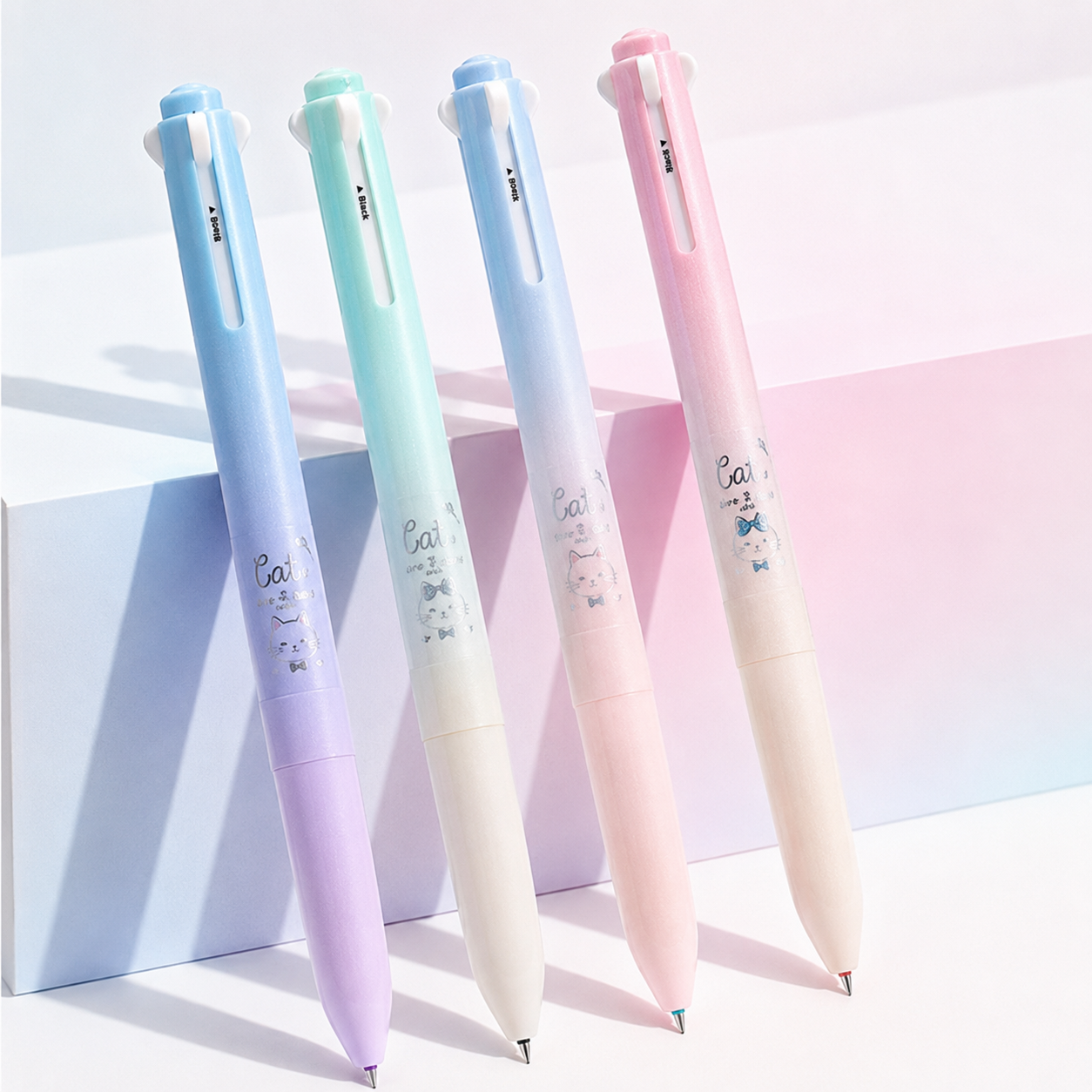 ✨ Pastel 4-Color Cat Pen
