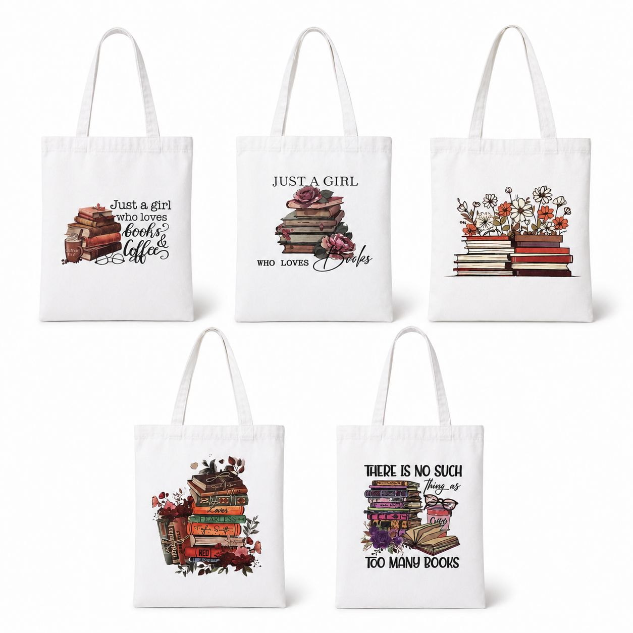 🤍 White Bookish Canvas Tote