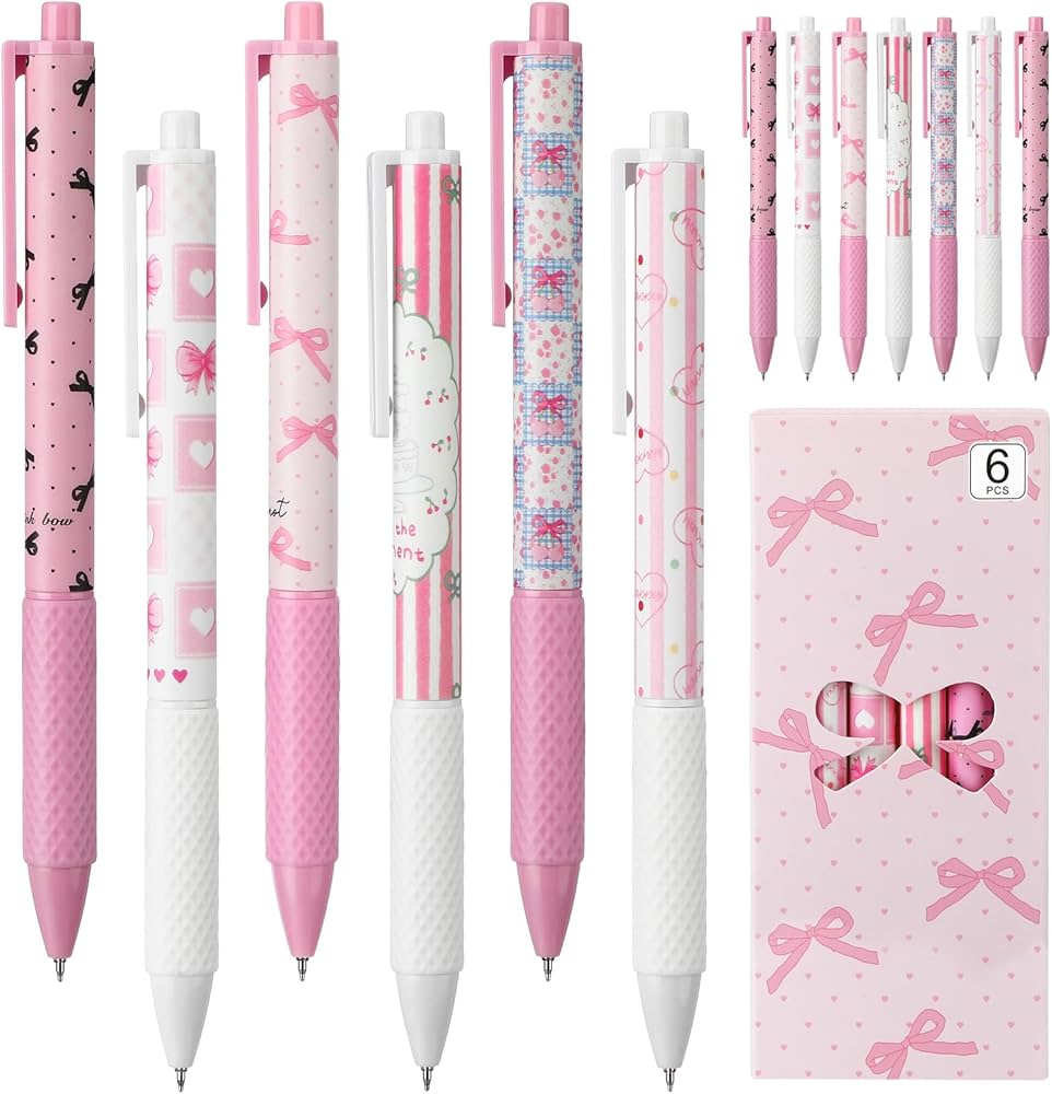 Soft Pink Coquette Bow Gel Pens Set – Aesthetic Journaling Essentials