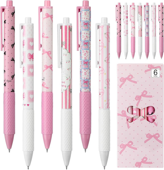 Soft Pink Coquette Bow Gel Pens Set – Aesthetic Journaling Essentials