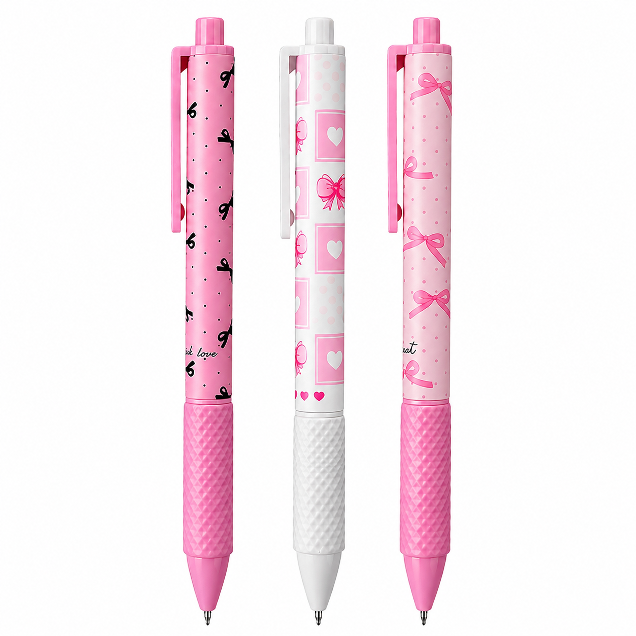 Soft Pink Coquette Bow Gel Pens Set – Aesthetic Journaling Essentials