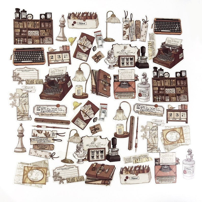 Vintage Story Sticker Set – 40 pcs Cozy Journaling Bundle 📜☕️